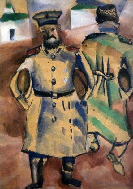 Soldados con pan acuarela y gouache sobre cartón contemporáneo Marc Chagall Pintura al óleo